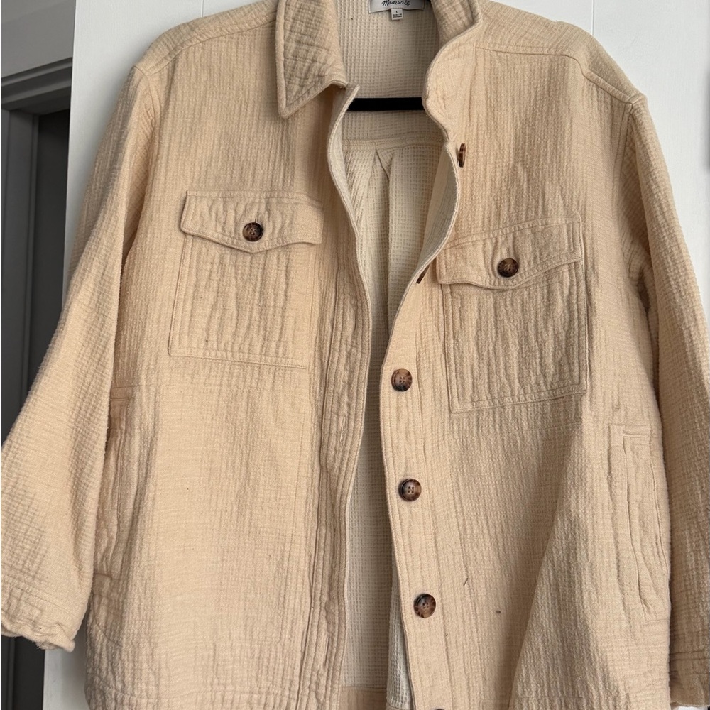 Madewell Off-White Textured Shirt Jacket